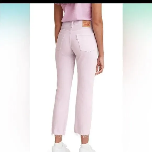 NWT Levy's 501 32x26 lilac cropped straight leg jeans - Picture 2 of 14